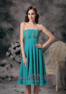 Beautiful Strapless Knee-length Prom Red Carpet Dress