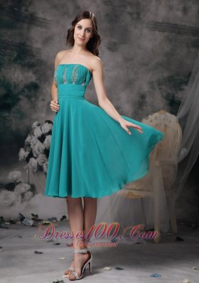 Beautiful Strapless Knee-length Prom Red Carpet Dress