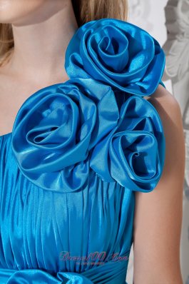 Teal One Shoulder Knee-length Prom Cocktail Wear Empire