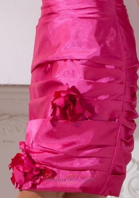 Hot Pink Column Strapless Dress for Cocktail Sash Colored