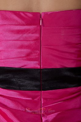 Hot Pink Column Strapless Dress for Cocktail Sash Colored