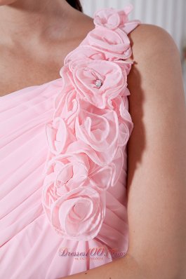 Light Pink Short Dress for Prom Graduation Floral One Shoulder