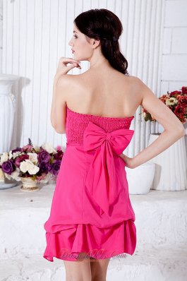 Rose Pink Strapless Mini Cocktail Dress Ruch