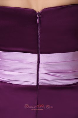 Dark Purple Strapless Cocktail Minidress Brooch Sash