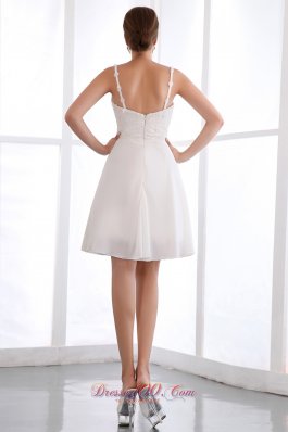 White Prom Cocktail Dress Spaghetti Straps Appliques