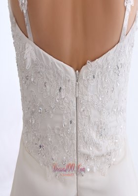 White Prom Cocktail Dress Spaghetti Straps Appliques