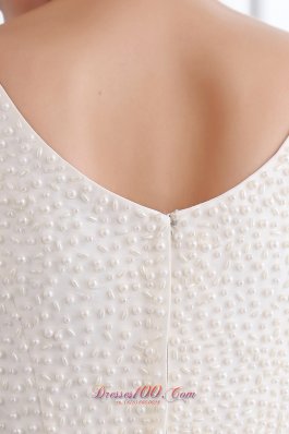 White Square Cocktail Minidress Straps Beading Custom