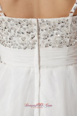 White Criss-cross Straps Short Cocktail Holiday Dress Beaded