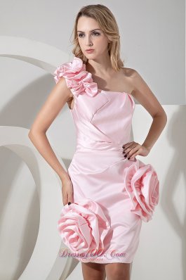 Baby Pink Detachable Hi-Lo Prom Cocktail Dress One Shoulder