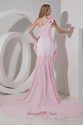 Baby Pink Detachable Hi-Lo Prom Cocktail Dress One Shoulder