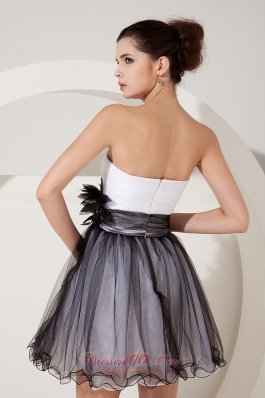 Sweetheart Mini-length Black and White Short Prom Dress