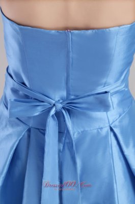 Blue A-line Strapless Mini-length Prom Homecoming Dress