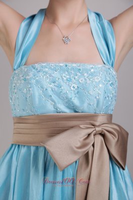 Aqua Blue Halter High-low homecoming Prom Dresses