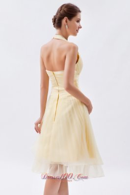 Halter Top Daffodil Prom Dress Knee-length Cocktail Dress