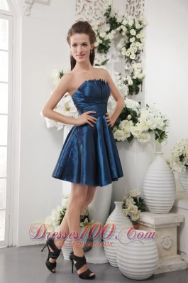 Elegant Navy Blue A-line Short Bridesmaid Dress