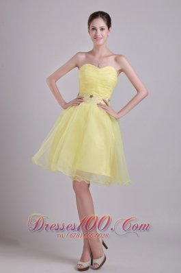 Yellow A-line Sweetheart Short Ruch Prom/Cocktail Dress