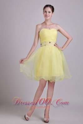 Yellow A-line Sweetheart Short Ruch Prom/Cocktail Dress