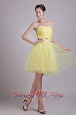 Yellow A-line Sweetheart Short Ruch Prom/Cocktail Dress