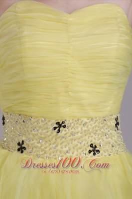 Yellow A-line Sweetheart Short Ruch Prom/Cocktail Dress