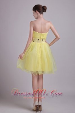 Yellow A-line Sweetheart Short Ruch Prom/Cocktail Dress