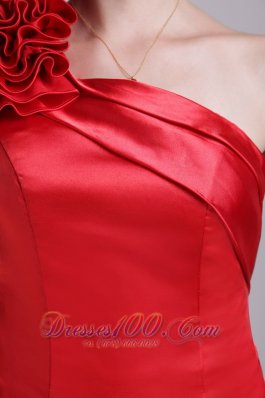 Red Column One Shoulder Short Prom Dress