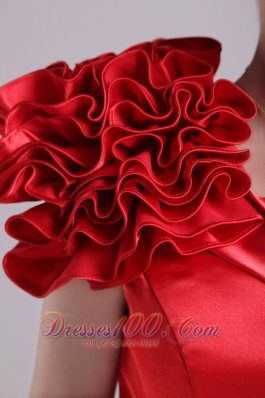 Red Column One Shoulder Short Prom Dress