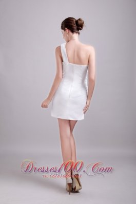 White One Shoulder Mini-length Rhinestone Homecoming Dress