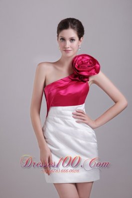 White and Red Column/Sheath Mini-length Homecoming Dress