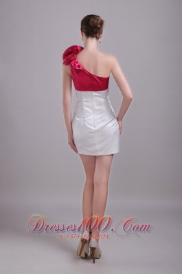 White and Red Column/Sheath Mini-length Homecoming Dress