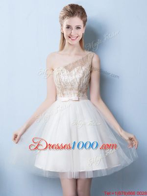 Great Sequins Square Sleeveless Lace Up Court Dresses for Sweet 16 Champagne Tulle