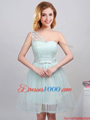 Best Selling Off the Shoulder Sleeveless Lace Up Mini Length Lace and Appliques and Belt Court Dresses for Sweet 16
