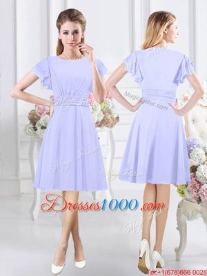 New Style Scoop Short Sleeves Side Zipper High Low Ruching Quinceanera Court Dresses