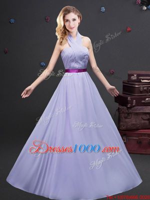 Cheap Ruffled Off The Shoulder Sleeveless Zipper Bridesmaid Gown Lavender Chiffon