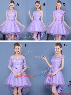 Lovely Sleeveless Lace and Bowknot Lace Up Wedding Party Dress