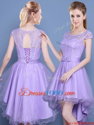 Lovely Sleeveless Lace and Bowknot Lace Up Wedding Party Dress