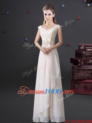 High Quality Floor Length Empire Sleeveless White Quinceanera Court of Honor Dress Zipper