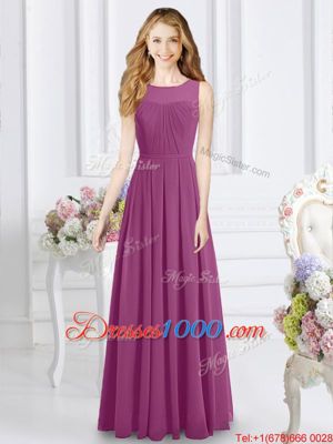 Trendy Scoop Sleeveless Chiffon Bridesmaids Dress Ruching Zipper