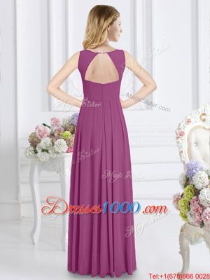 Trendy Scoop Sleeveless Chiffon Bridesmaids Dress Ruching Zipper