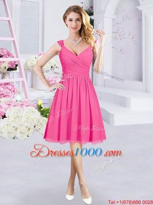 Flirting Straps Sleeveless Chiffon Wedding Party Dress Ruching and Belt Zipper