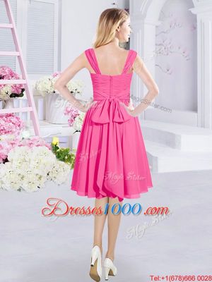 Flirting Straps Sleeveless Chiffon Wedding Party Dress Ruching and Belt Zipper