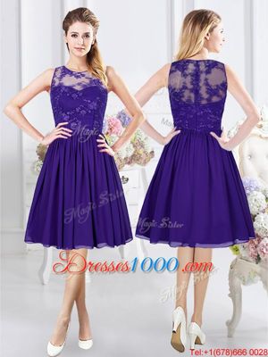 Unique Scoop Purple Sleeveless Chiffon Zipper Vestidos de Damas for Prom and Party and Wedding Party