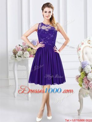 Unique Scoop Purple Sleeveless Chiffon Zipper Vestidos de Damas for Prom and Party and Wedding Party