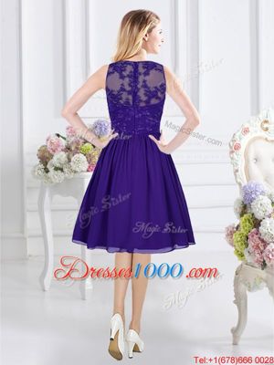 Unique Scoop Purple Sleeveless Chiffon Zipper Vestidos de Damas for Prom and Party and Wedding Party