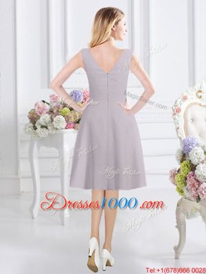 Grey Scoop Neckline Ruching Vestidos de Damas Sleeveless Zipper