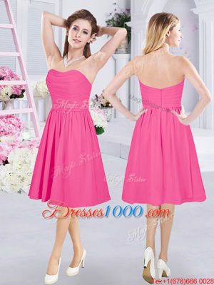 Chiffon Sleeveless Knee Length Court Dresses for Sweet 16 and Ruching