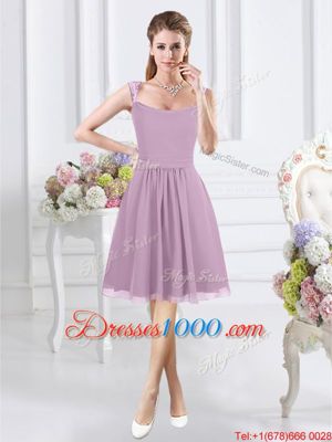 Lavender Zipper Straps Lace Wedding Party Dress Chiffon Cap Sleeves