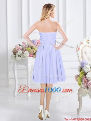 Lavender Sleeveless Chiffon Side Zipper Quinceanera Court of Honor Dress for Prom and Party and Wedding Party
