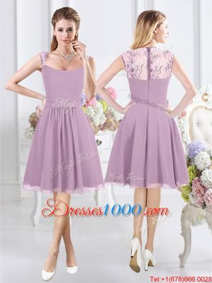 Custom Made Halter Top Sleeveless Court Dresses for Sweet 16 High Low Ruching Lavender Chiffon