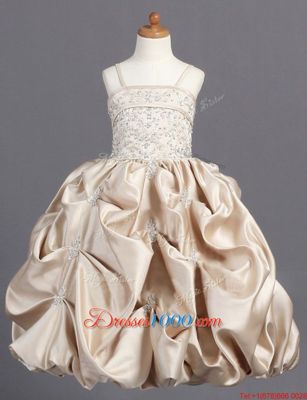 Fantastic Pick Ups Champagne Sleeveless Taffeta Zipper Flower Girl Dresses for Party and Wedding Party