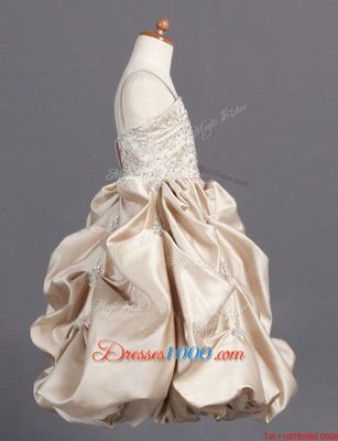 Fantastic Pick Ups Champagne Sleeveless Taffeta Zipper Flower Girl Dresses for Party and Wedding Party